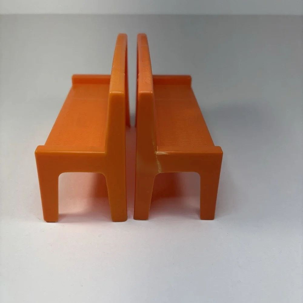 1973 Vintage Barbie Townhouse Doll Orange Plastic Couch/Bench Mattel Furniture